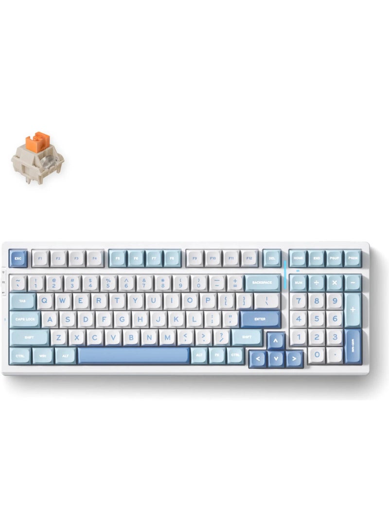 MCHOSE G98 Pro Wireless Tri‑Mode Mechanical Keyboard 98% Layout, Flame Orange Switch, 2.4GHz + Bluetooth + USB-C Wired, 8000mAh Battery, Hot-Swappable, Gasket Mount, RGB Backlit, Dual-Shot PBT Keycaps, Low-Latency 1ms, Gaming & Office Keyboard, Blue | HW-G98S-2 - Image 1